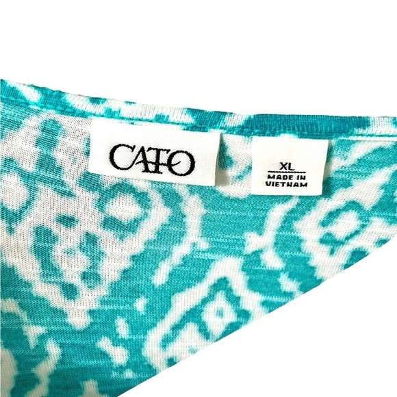 Cato Ikat Print Top Size X Large Aqua/White - Picture 4 of 4